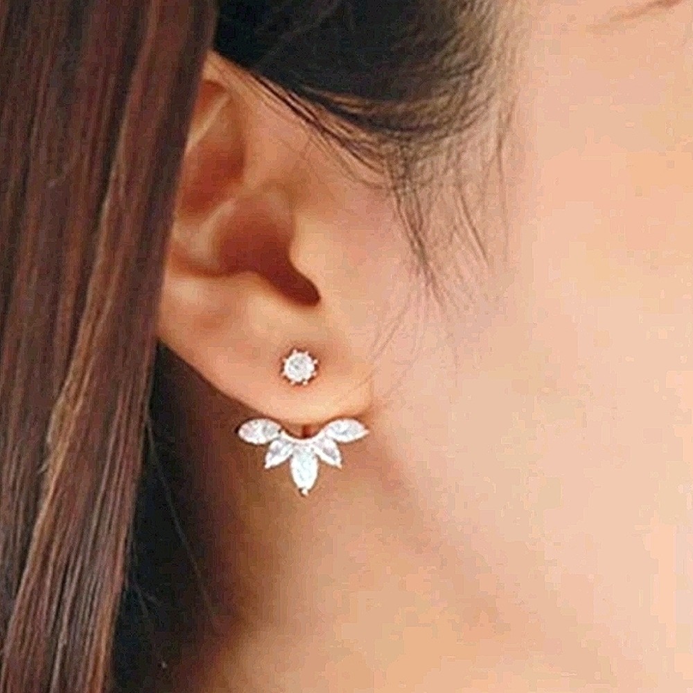 Rose Gold Stud earrings Statement Rhinestone swing jacket Cocktail party 💖2/$30